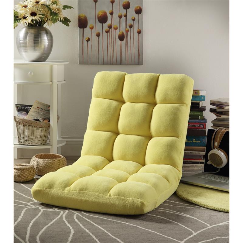 Loungie Floor Chairs Yellow Microplush Foam Filling Steel Tube Frame