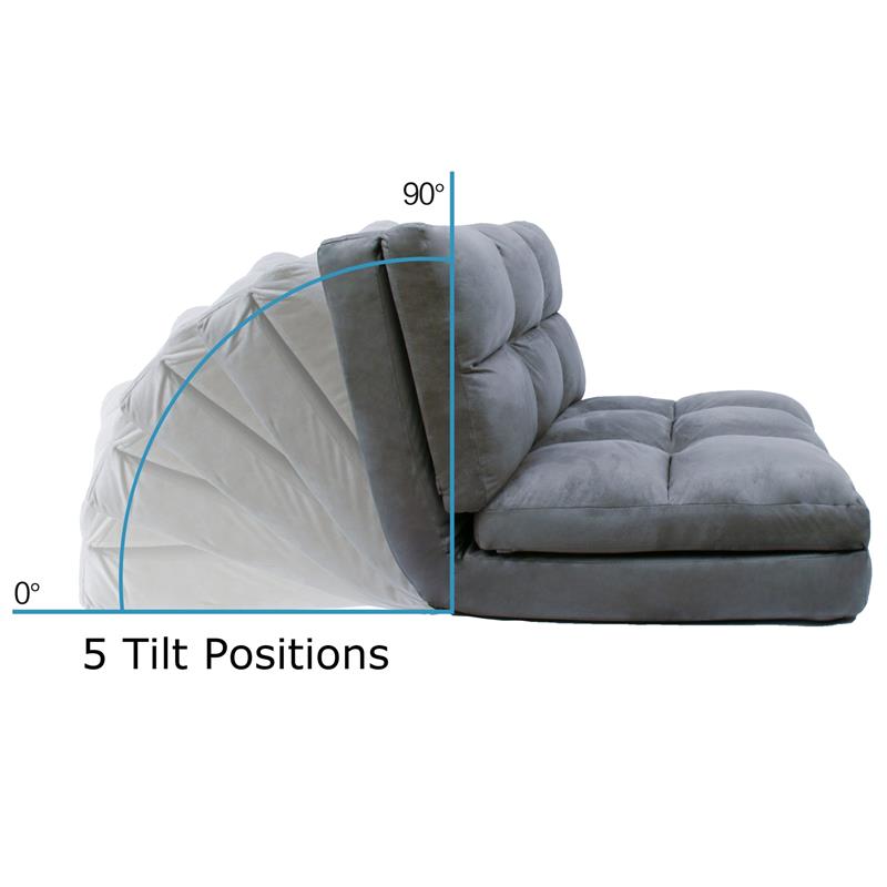 Loungie Floor Chairs Grey Microsuede Foam Filling Steel Tube Frame