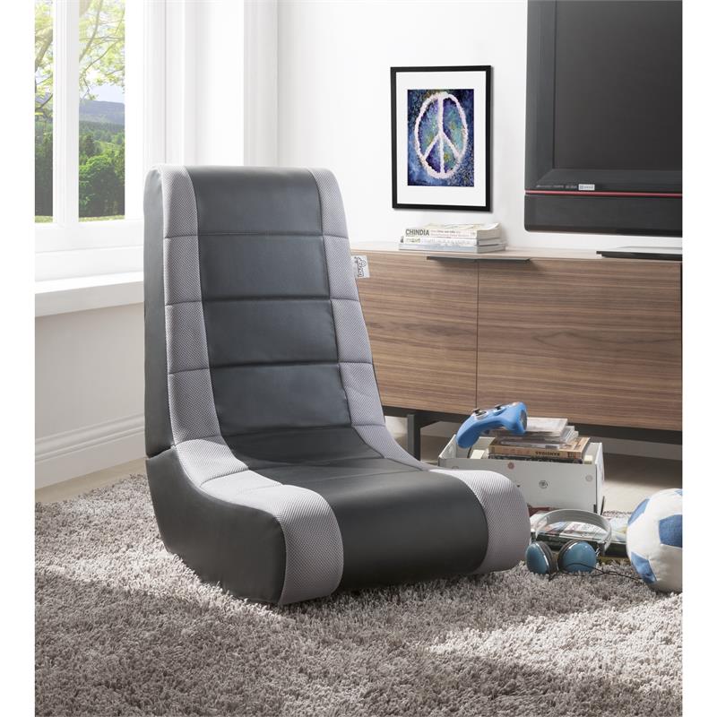 Rockme Floor Chairs Black And Silver Leather PU