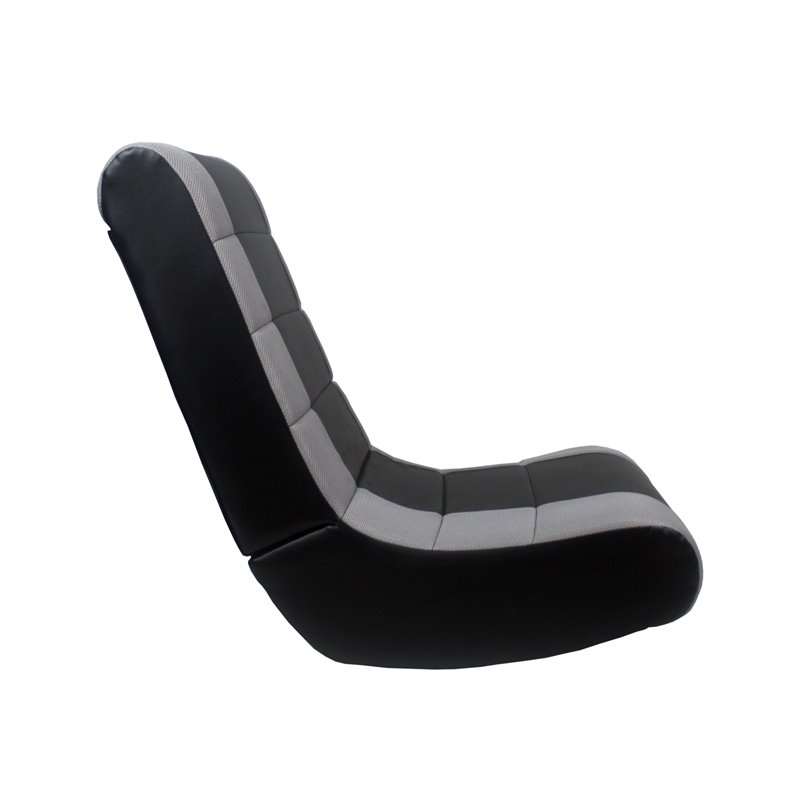 Rockme Floor Chairs Black And Silver Leather PU