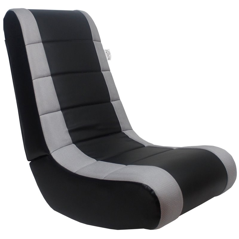 Rockme Floor Chairs Black And Silver Leather PU