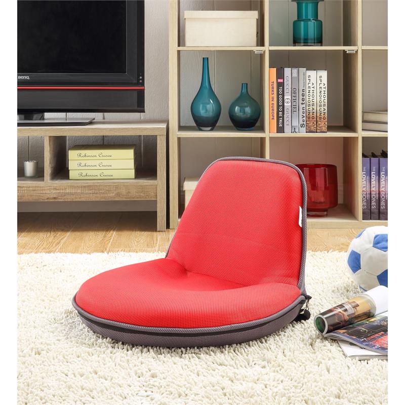 Quickchair Floor Chairs Red/Grey Mesh Indoor/Outdoor Portable Multi use