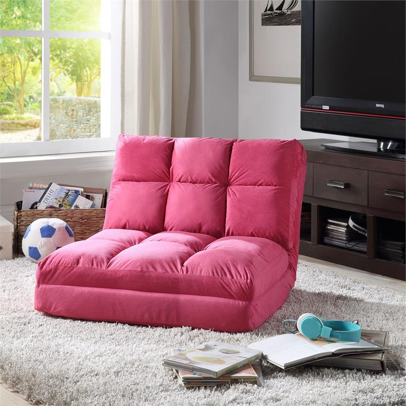 Loungie Floor Chairs Fuchsia Microsuede Foam Filling Steel Tube Frame
