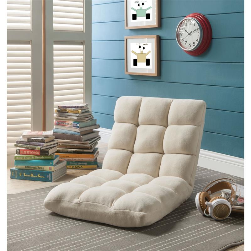 Loungie Floor Chairs Beige Microplush Foam Filling Steel Tube Frame