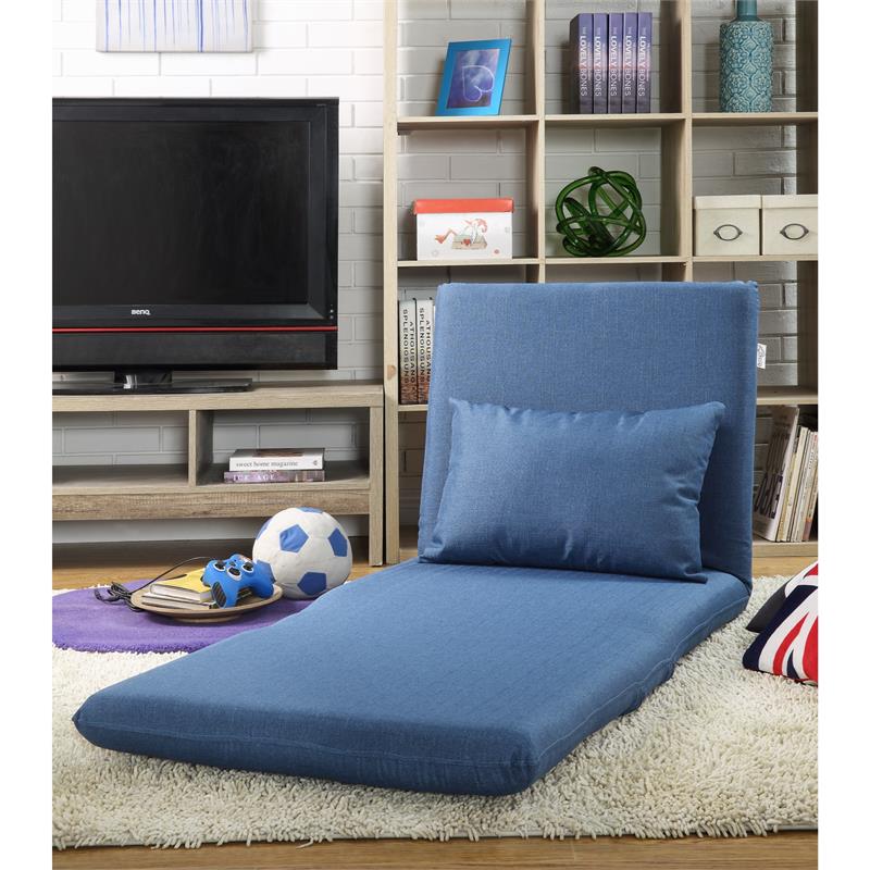 Relaxie Floor Chairs Blue Linen Sleeper Dorm Bed Couch Lounger Sofa