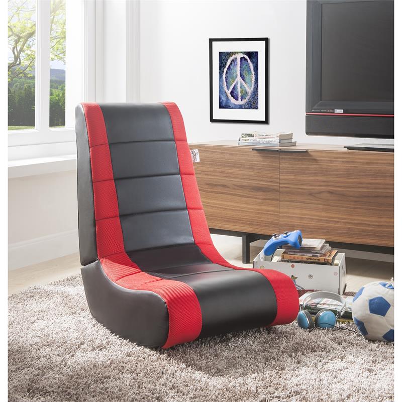 Rockme Floor Chairs Black And Red Leather PU