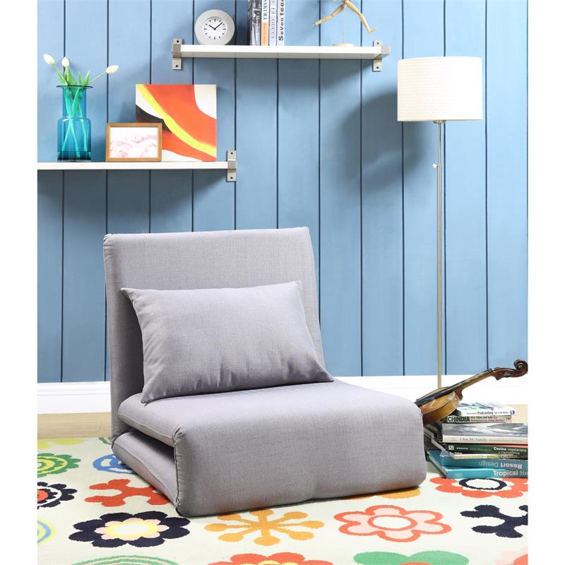 Relaxie Floor Chairs Gray Linen Sleeper Dorm Bed Couch Lounger Sofa