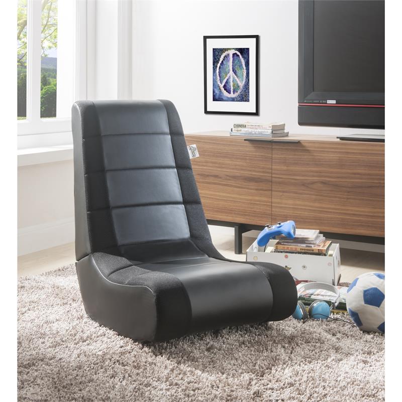 Rockme Floor Chairs Black And Black Leather PU