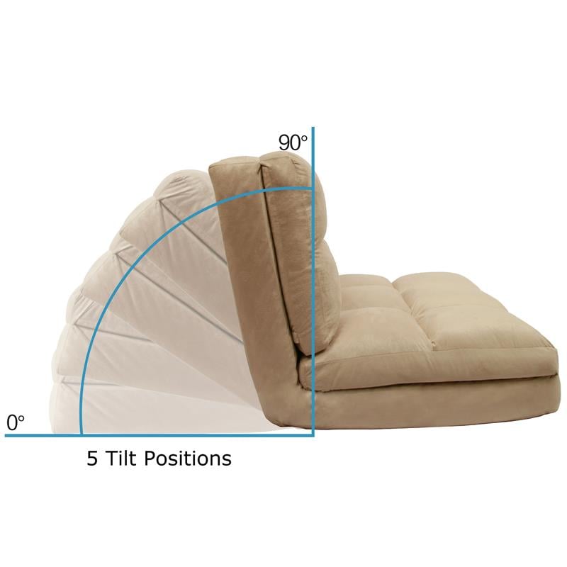 Loungie Floor Chairs Beige Microsuede Foam Filling Steel Tube Frame