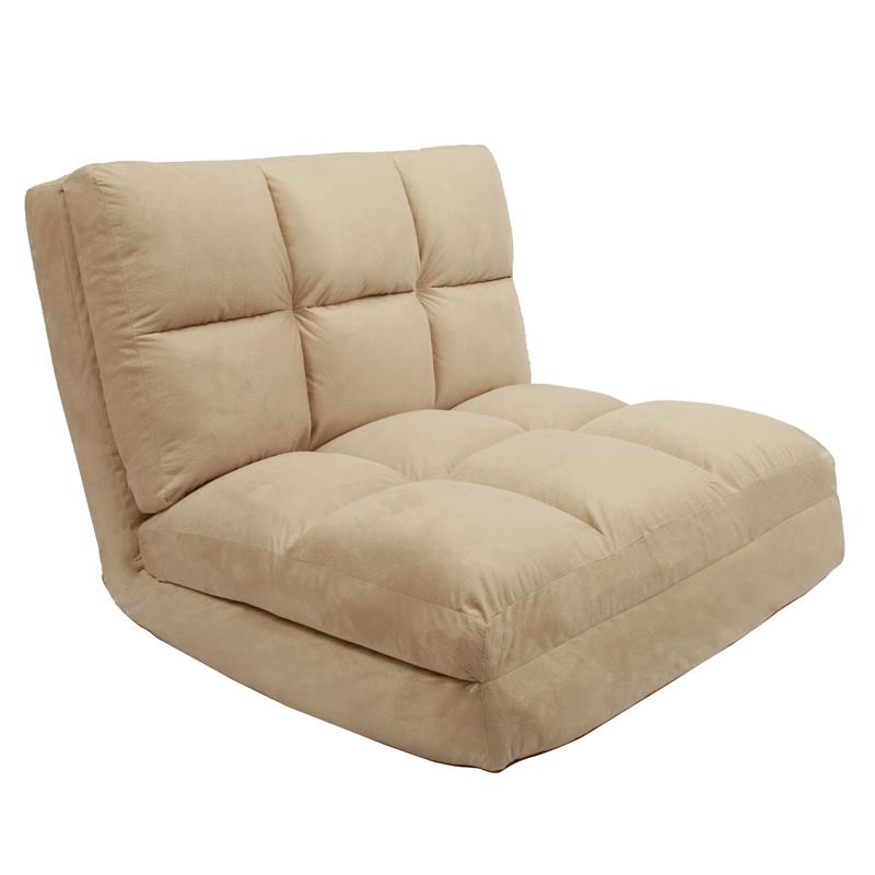Loungie Floor Chairs Beige Microsuede Foam Filling Steel Tube Frame