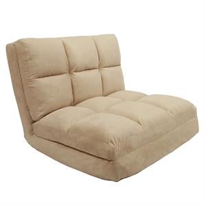 Loungie Floor Chairs Beige Microsuede Foam Filling Steel Tube Frame