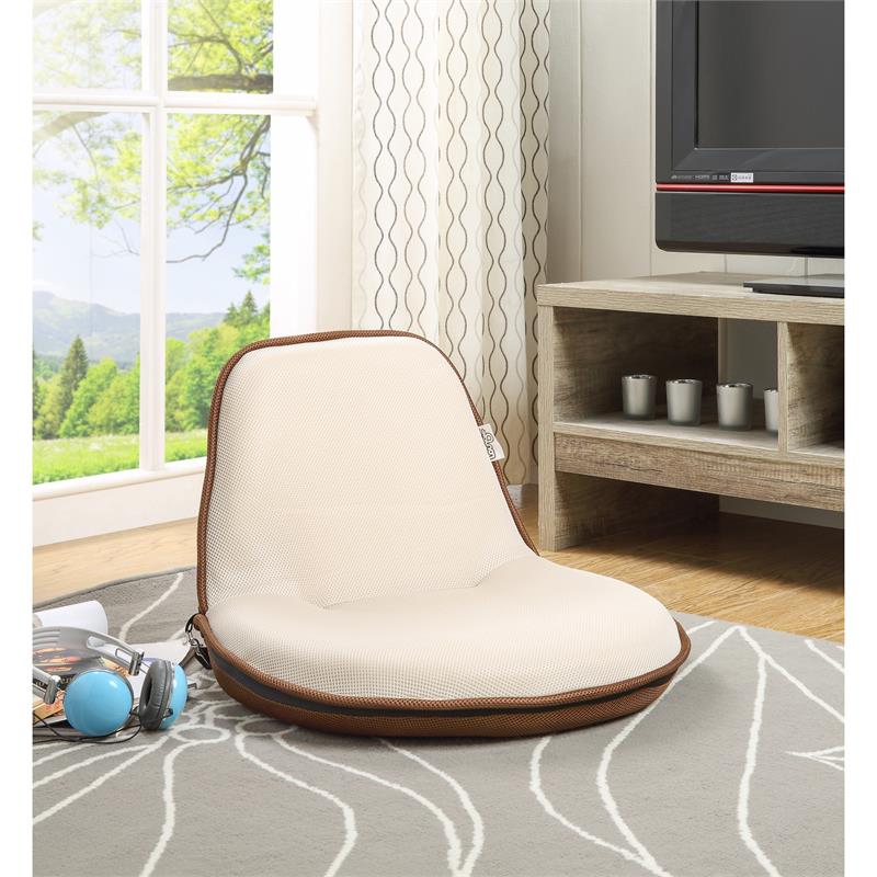 Quickchair Floor Chairs Beige/Brown Mesh Indoor/Outdoor Portable Multi use