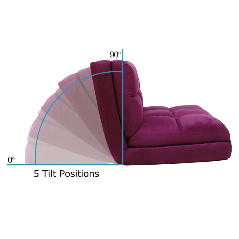 Loungie Floor Chairs Purple Microsuede Foam Filling Steel Tube Frame