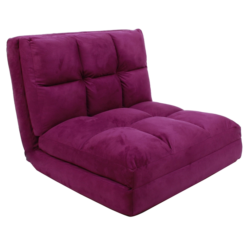 Loungie Floor Chairs Purple Microsuede Foam Filling Steel Tube Frame