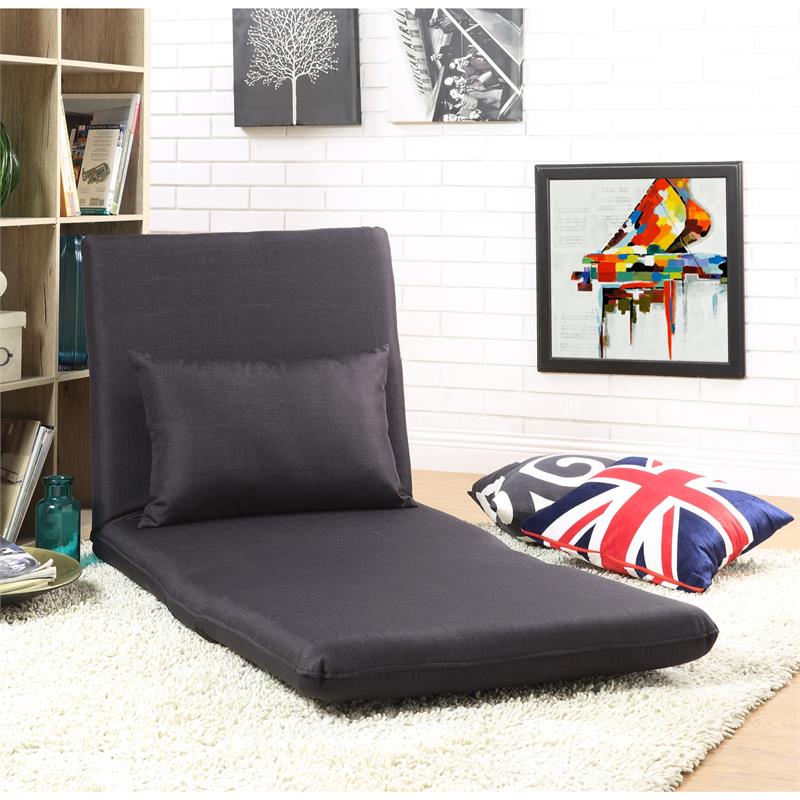 Relaxie Floor Chairs Black Linen Sleeper Dorm Bed Couch Lounger Sofa