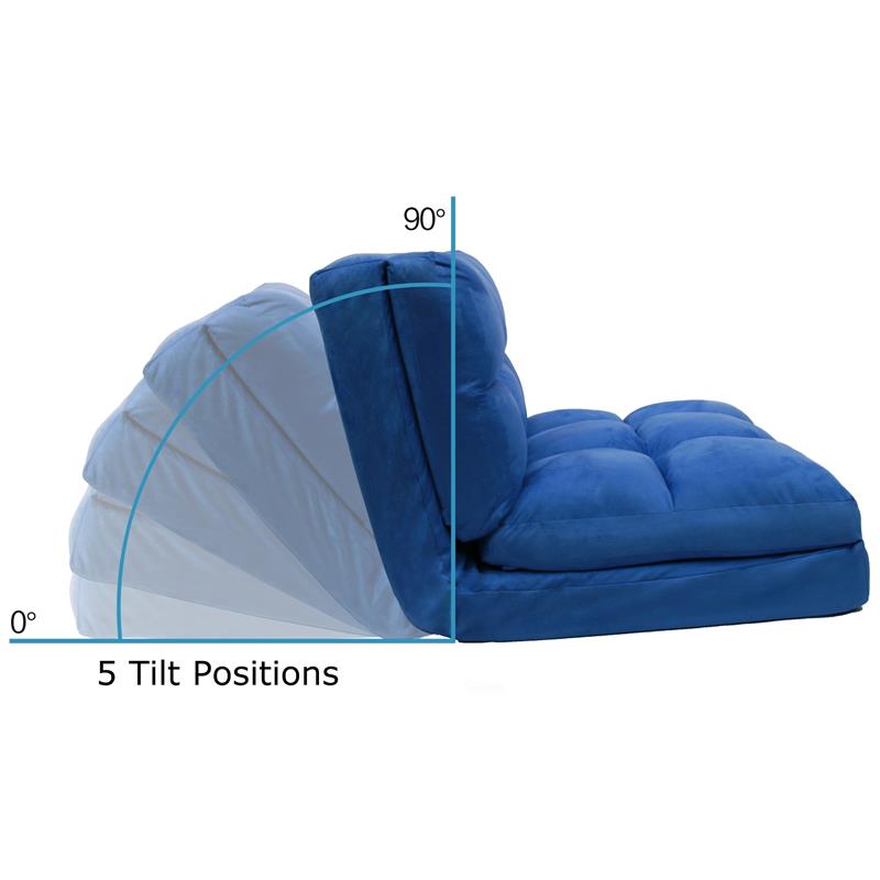 Loungie Floor Chairs Blue Microsuede Foam Filling Steel Tube Frame