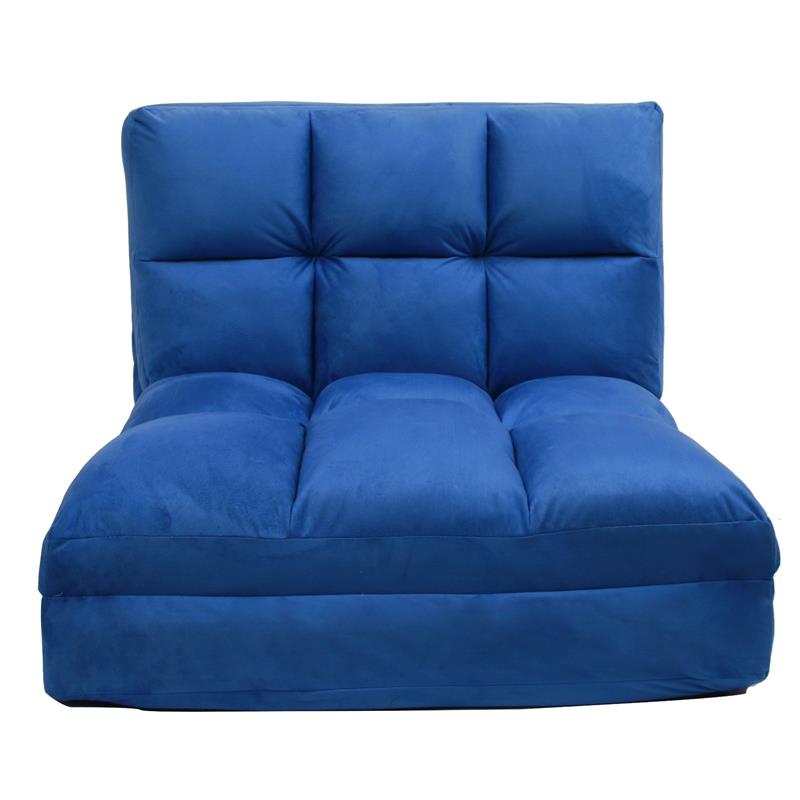 Loungie Floor Chairs Blue Microsuede Foam Filling Steel Tube Frame