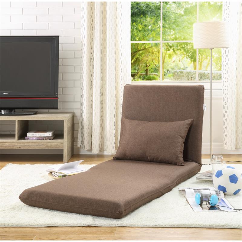 Relaxie Floor Chairs Brown Linen Sleeper Dorm Bed Couch Lounger Sofa