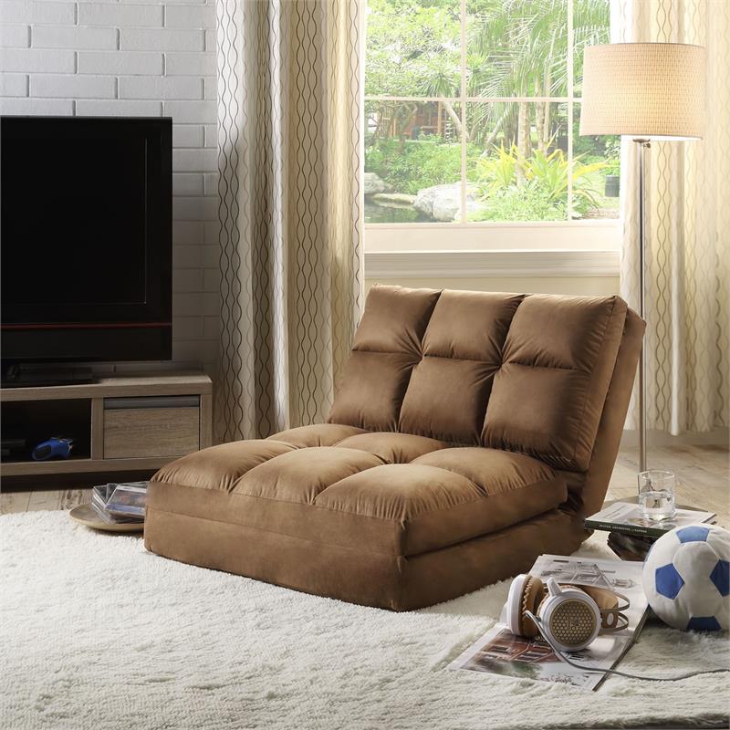 Loungie Floor Chairs Brown Microsuede Foam Filling Steel Tube Frame