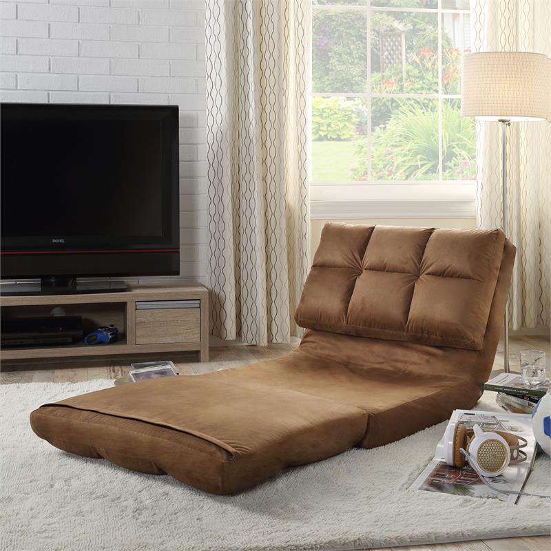 Loungie Floor Chairs Brown Microsuede Foam Filling Steel Tube Frame