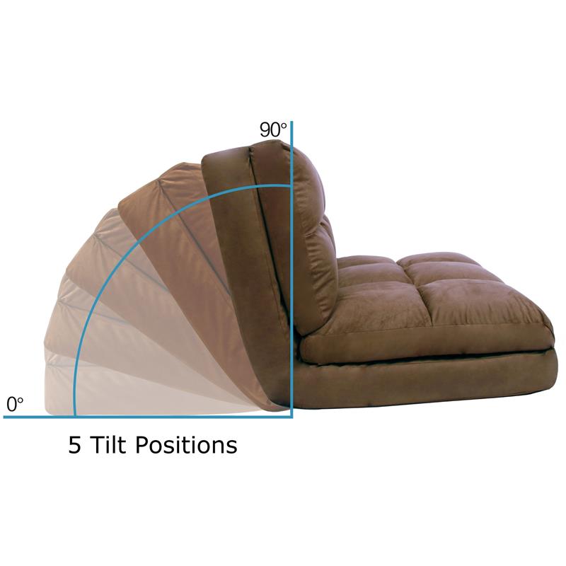 Loungie Floor Chairs Brown Microsuede Foam Filling Steel Tube Frame