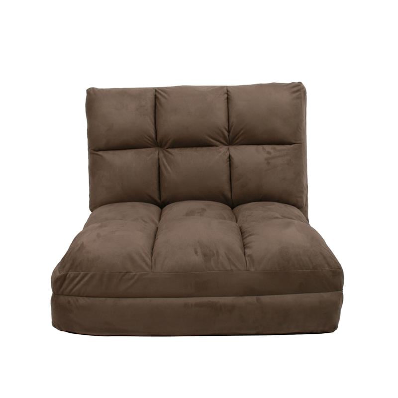 Loungie Floor Chairs Brown Microsuede Foam Filling Steel Tube Frame