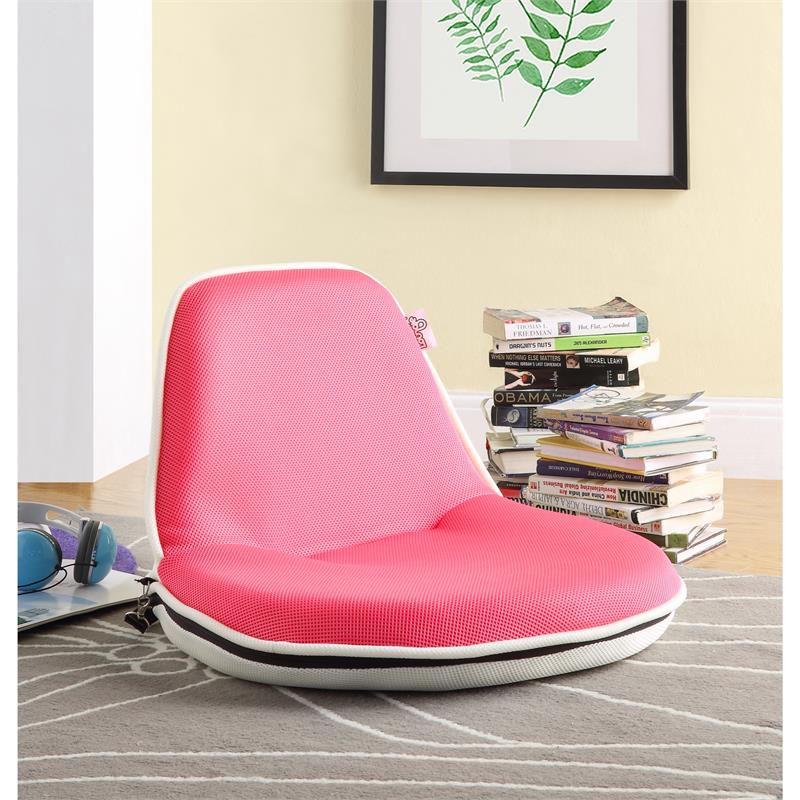 Quickchair Floor Steel Chairs Pink/White Mesh Indoor/Outdoor Portable Multi use