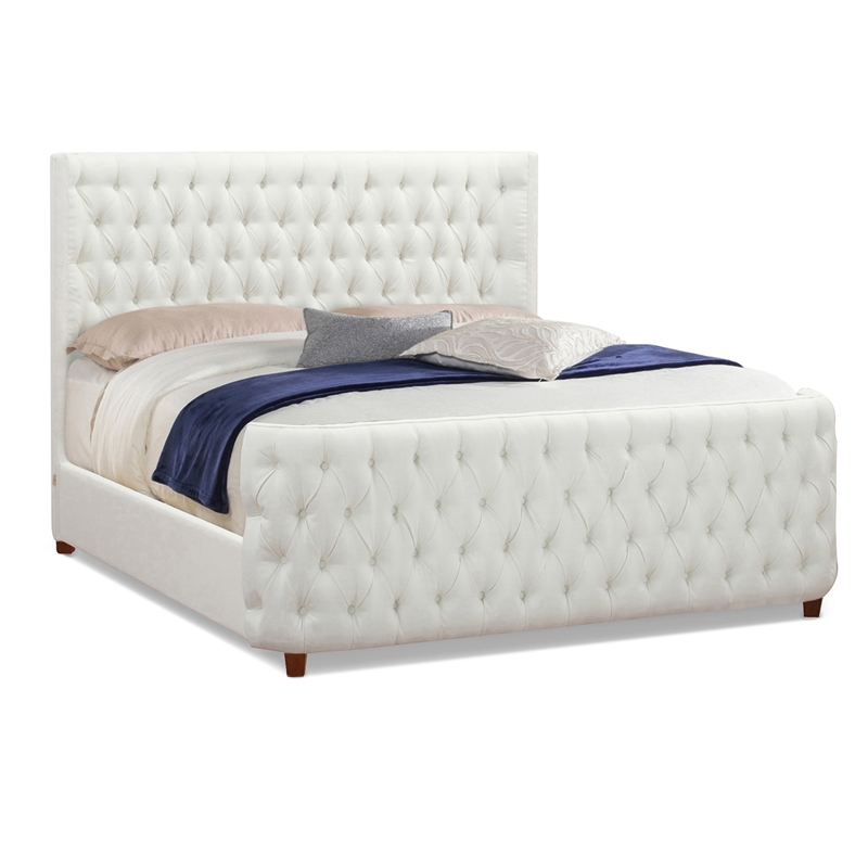 Brooklyn King Tufted Panel Bed Antique White
