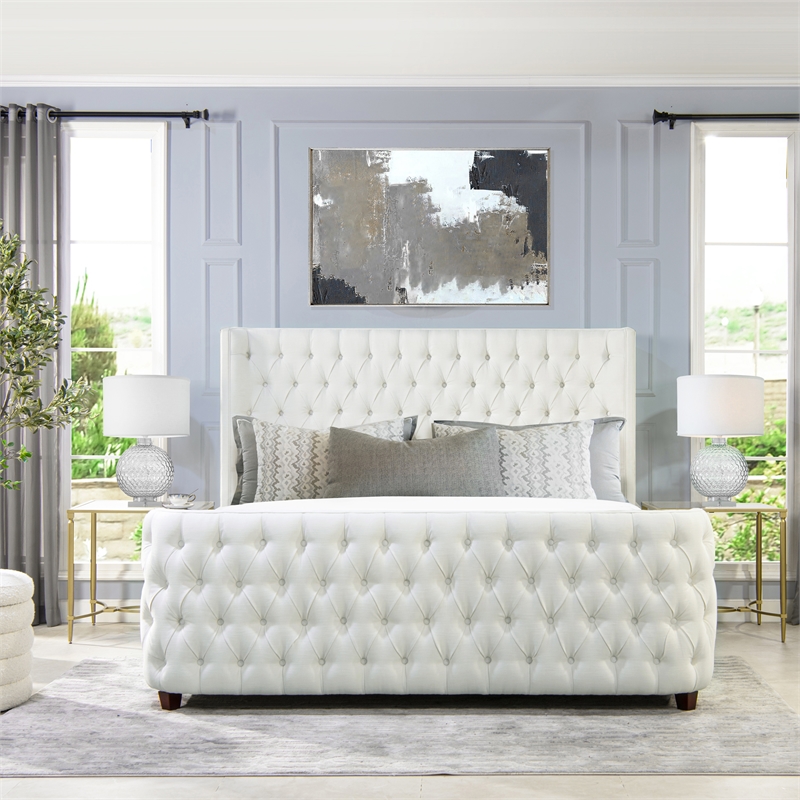Brooklyn King Tufted Panel Bed Antique White