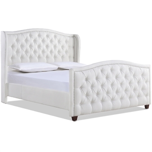 Marcella Tufted Wingback Queen Bed Bright White