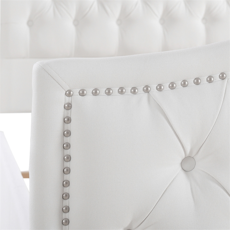 Marcella Tufted Wingback Queen Bed Bright White