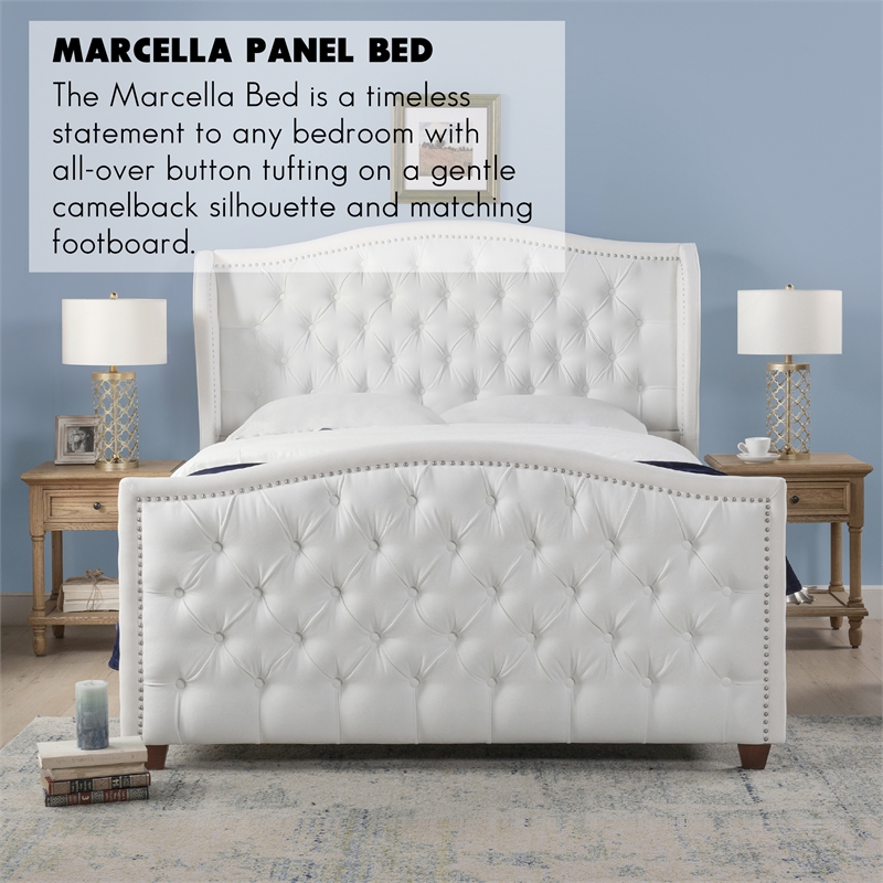 Marcella Tufted Wingback Queen Bed Bright White