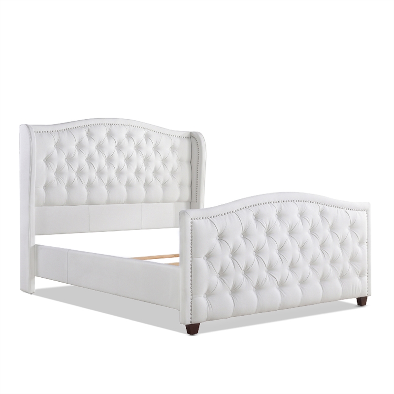 Marcella Tufted Wingback Queen Bed Bright White