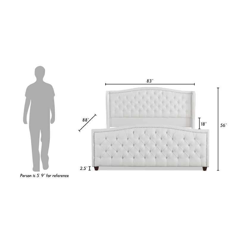 Marcella Tufted Wingback King Bed Bright White