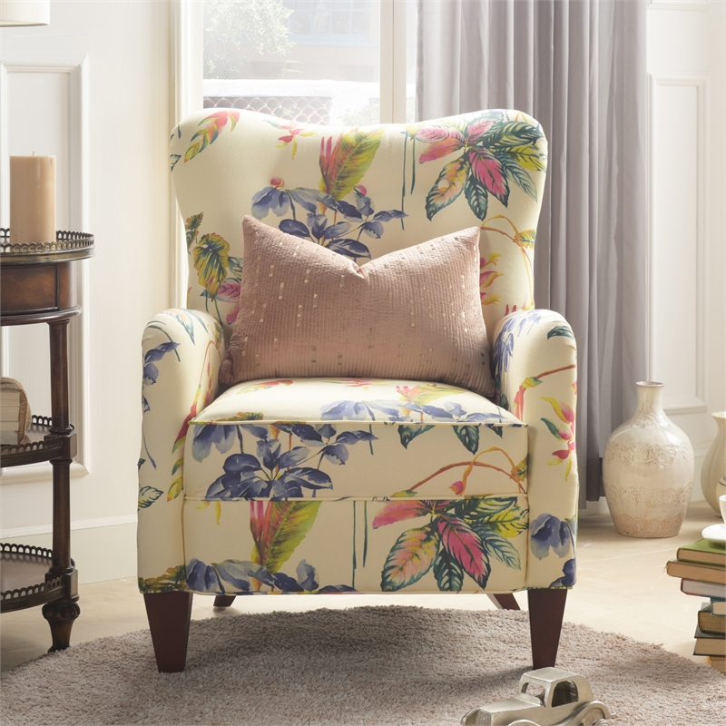 Paradise Upholstered Arm Chair Off White Floral