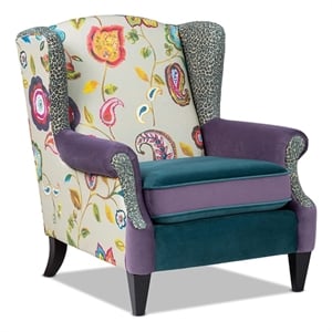 Anya Wingback Accent Arm Chair Multicolored Floral