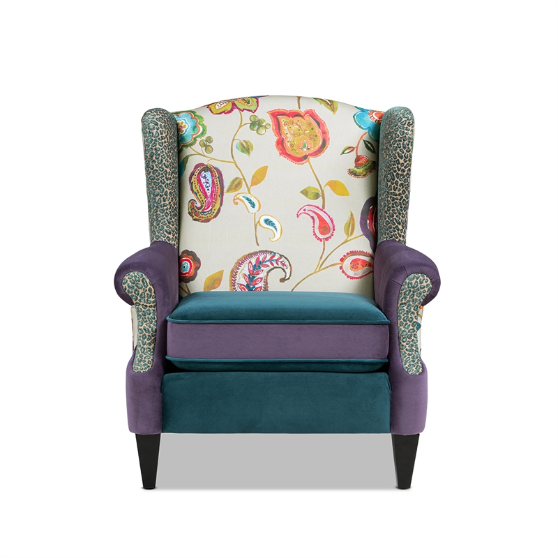 Anya Wingback Accent Arm Chair Multicolored Floral
