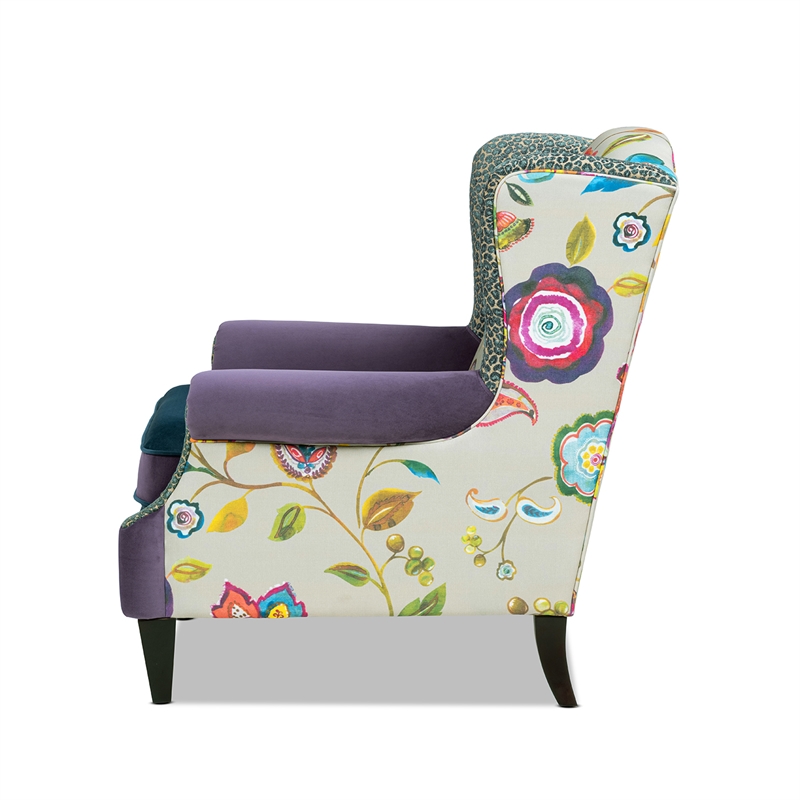 Anya Wingback Accent Arm Chair Multicolored Floral