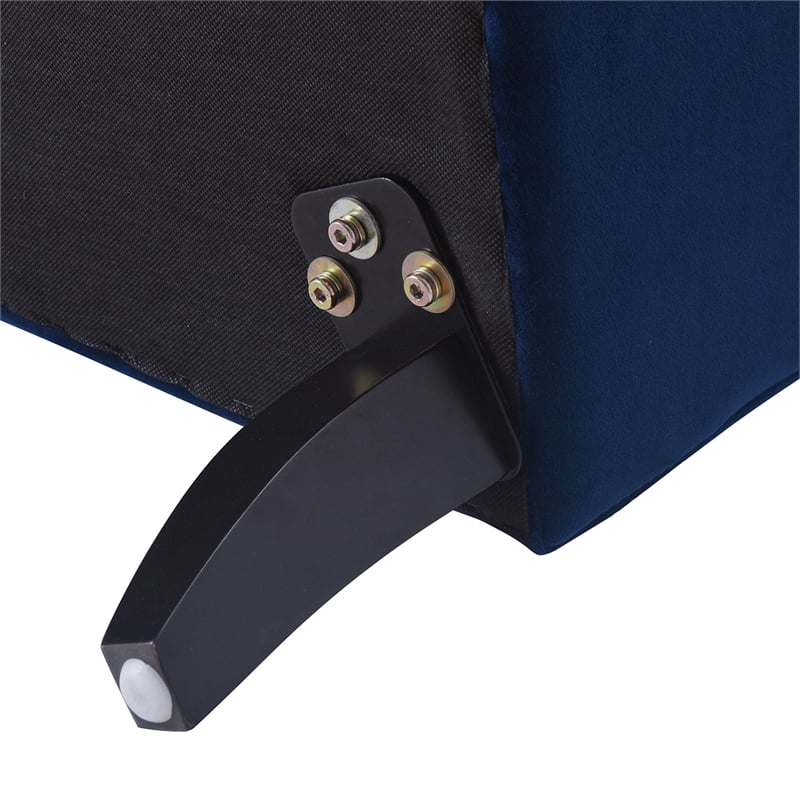Alana Lawson Recessed Arm Sofa Metal Casters Navy Blue