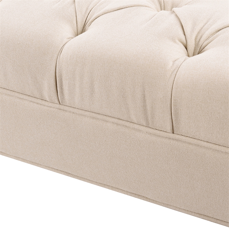 Lewis Bolster Arm Entryway Polyester Cream Bench