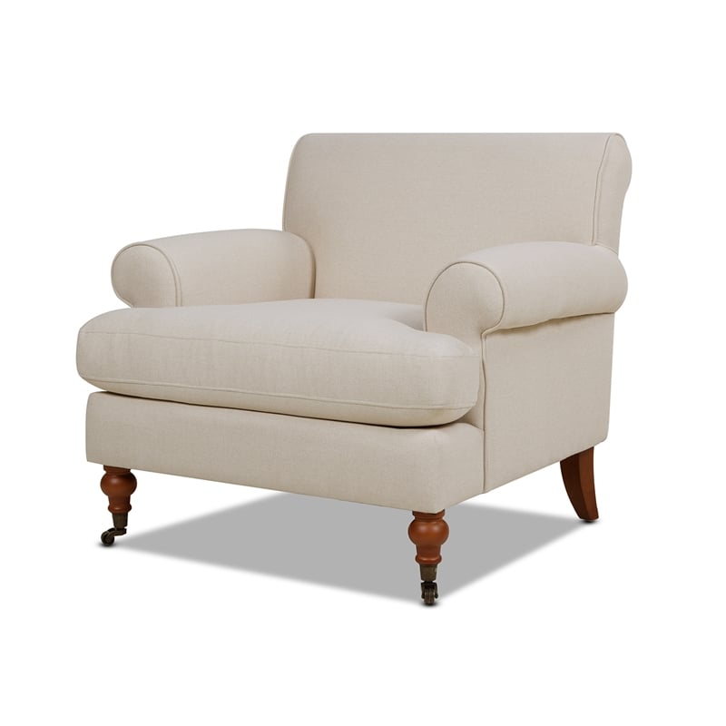 Alana Lawson Accent Arm Chair Metal Casters Sky Neutral