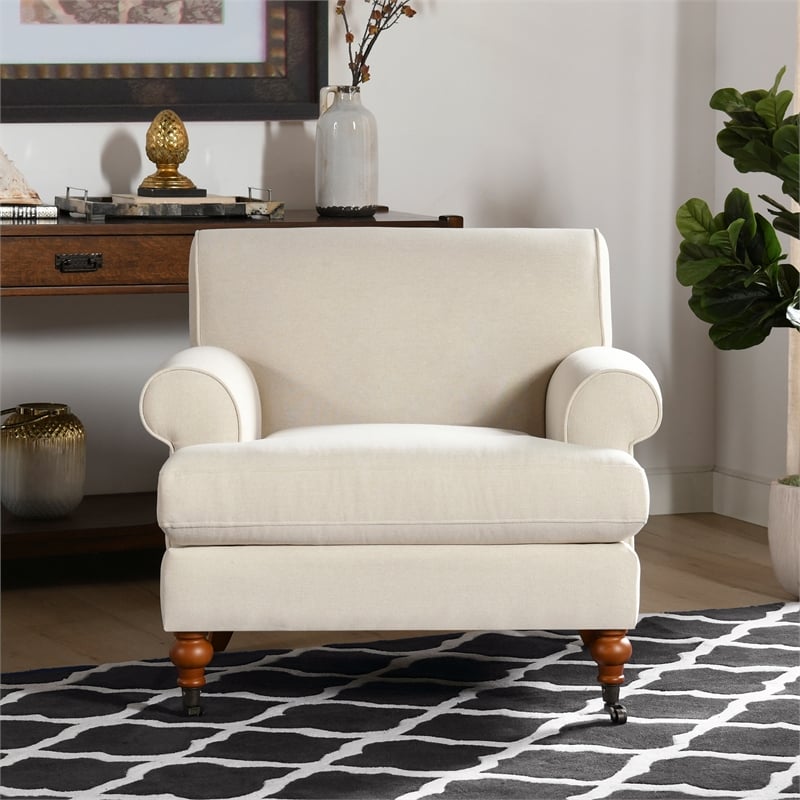 Alana Lawson Accent Arm Chair Metal Casters Sky Neutral