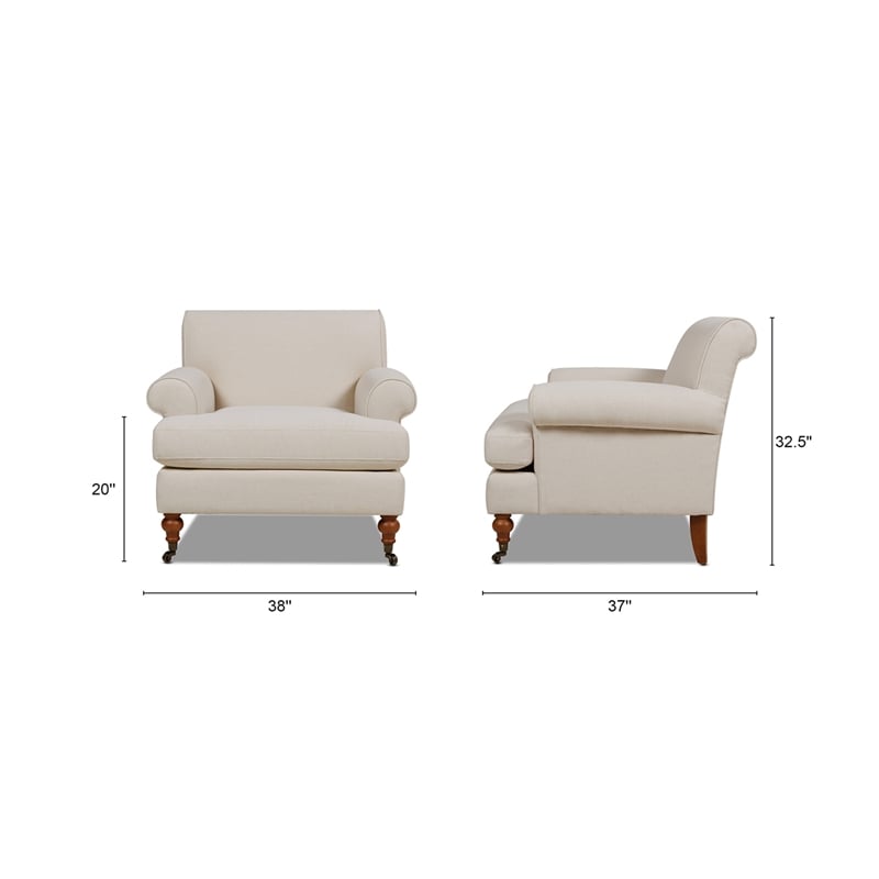 Alana Lawson Accent Arm Chair Metal Casters Sky Neutral