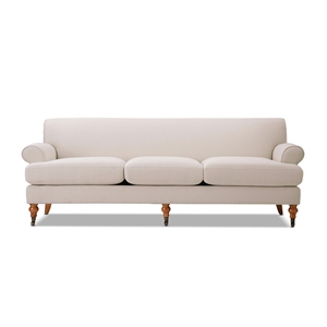 Alana Lawson Recessed Arm Sofa Metal Casters Sky Neutral