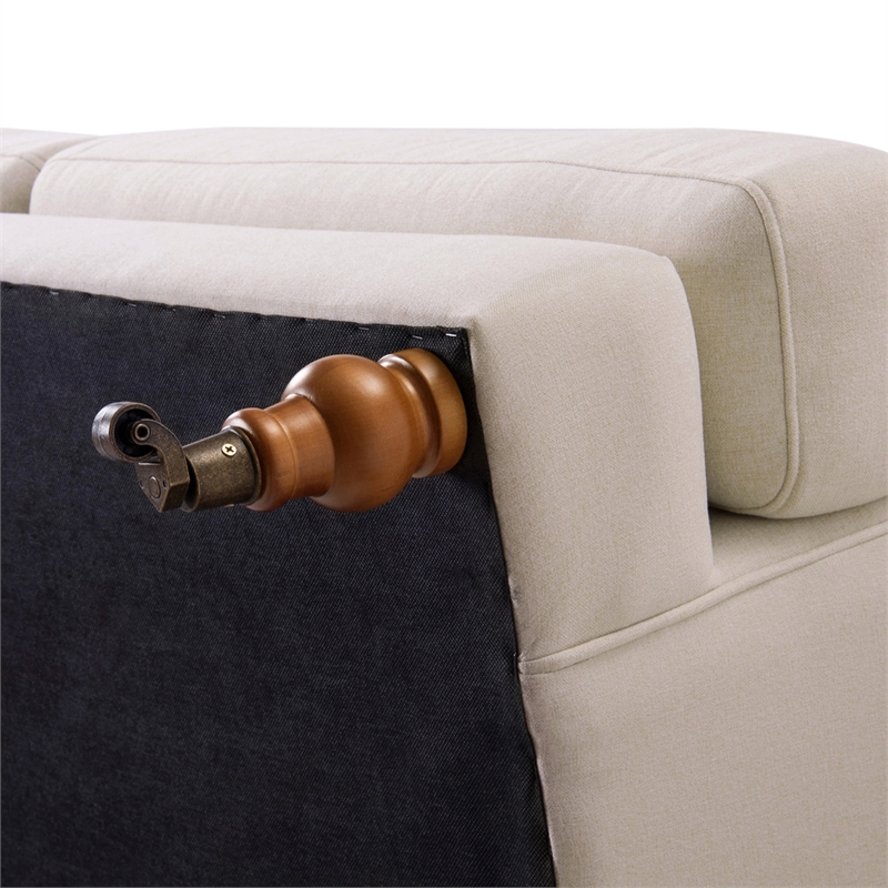 Alana Lawson Recessed Arm Sofa Metal Casters Sky Neutral