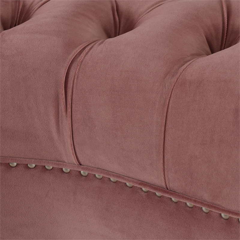 La Rosa Victorian Tufted Accent Chair Ash Rose Velvet Pink
