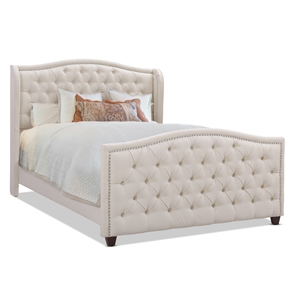 Marcella Tufted Wingback Queen Bed Sky Neutral