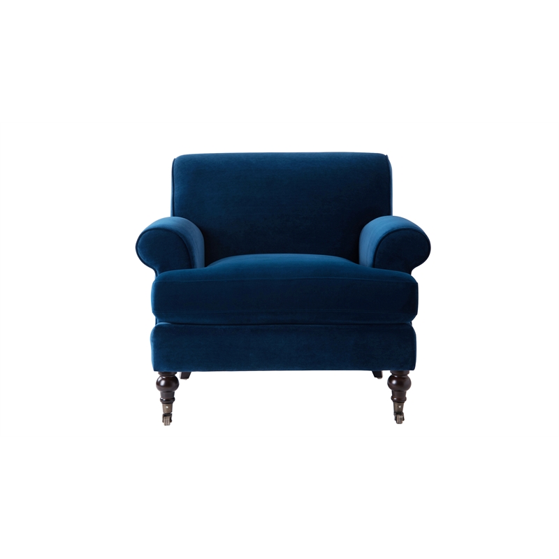 2 Piece Sofa Set with Sofa and Accent Chair in Navy Blue