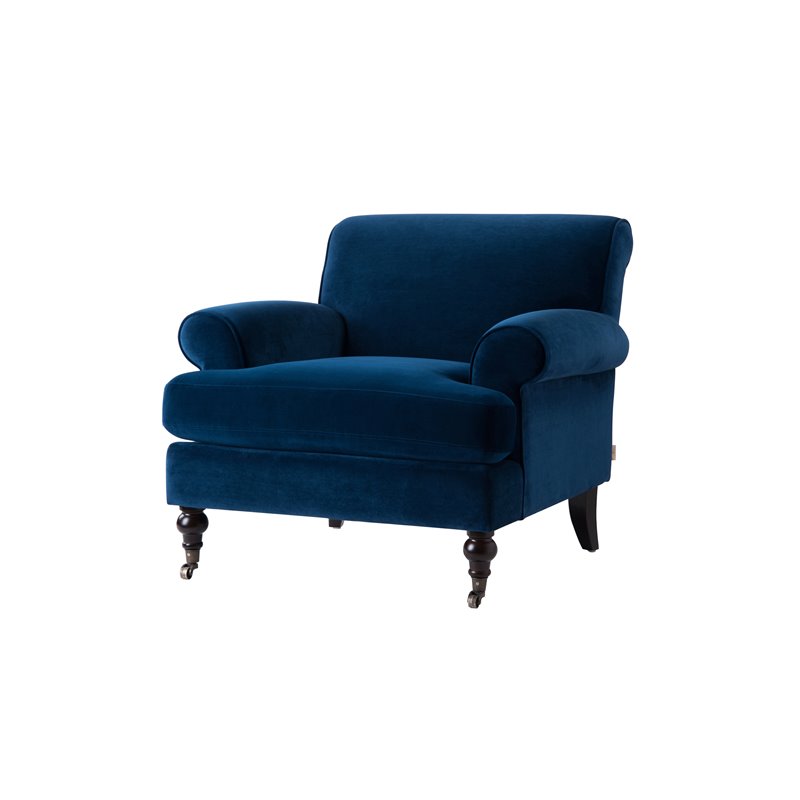 3 Piece Sofa Set with Sofa and Set of Two Chair in Navy Blue