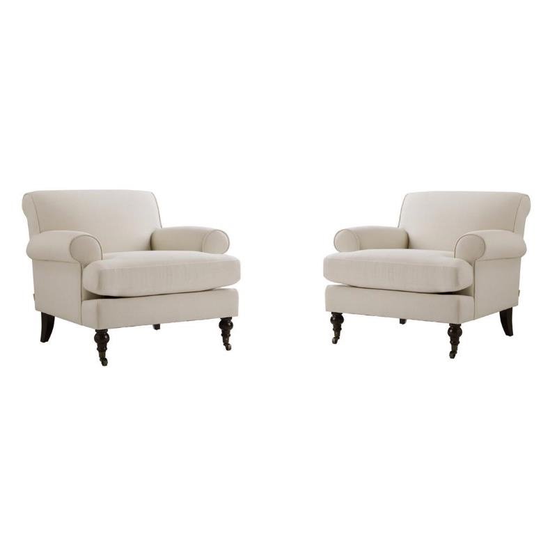 2 Piece Chair Set of Accent Arm Chair Metal Casters